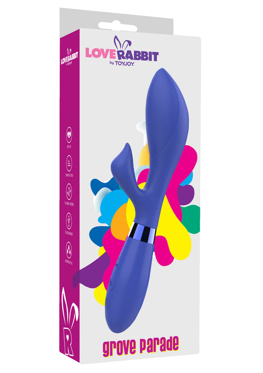 Vibratore Rabbit Love Grove Parade di TOYJOY con stimolatore clitorideo e 7 modalità.