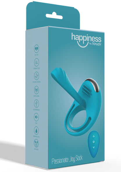 ToyJoy Passionate Joy Stick è un anello vibrante in silicone con doppio motore, 7 modalità di vibrazione e telecomando, perfetto per un piacere intenso e personalizzato.