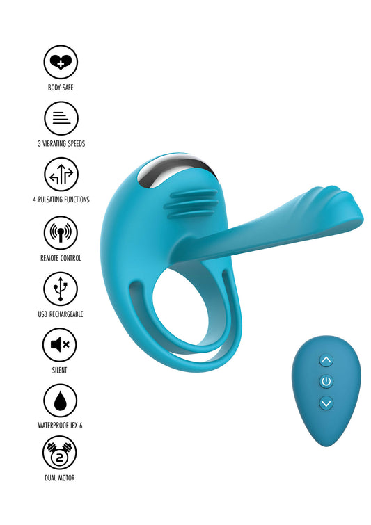 ToyJoy Passionate Joy Stick è un anello vibrante in silicone con doppio motore, 7 modalità di vibrazione e telecomando, perfetto per un piacere intenso e personalizzato.