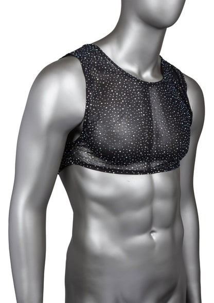 Radiance Crop Top trasparente con strass, aderente e sexy, perfetto per brillare con stile