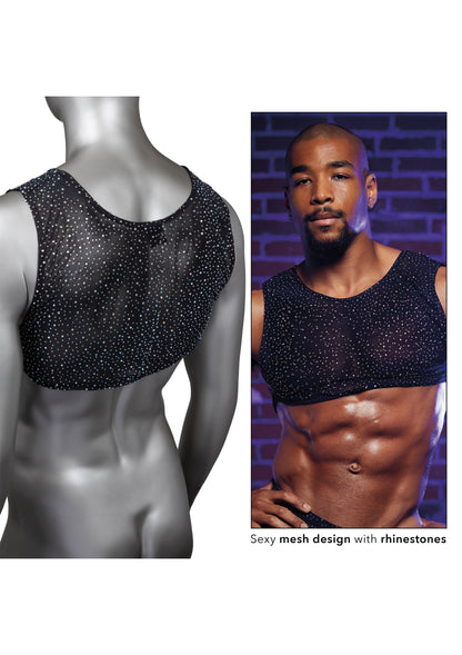 Radiance Crop Top trasparente con strass, aderente e sexy, perfetto per brillare con stile