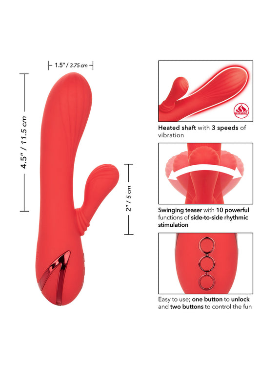 California Dreaming Palisades Passion offre vibrazioni intense, stimolazione riscaldata e un esclusivo stimolatore oscillante per un piacere avvolgente e sensuale.