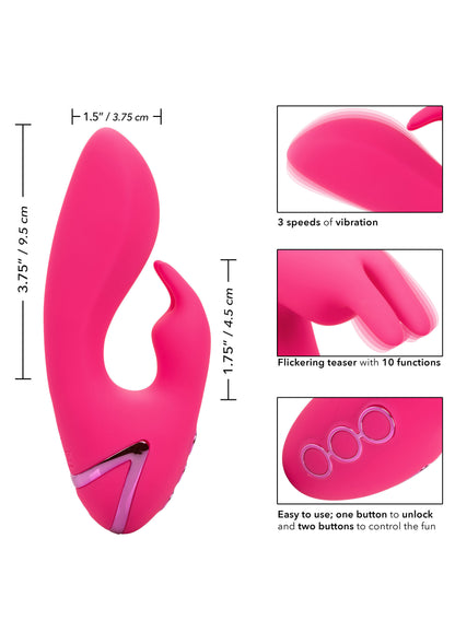 CalExotics So. Cal Sunshine combina 10 vibrazioni, 3 velocità e motori duali in silicone premium per un’esperienza di piacere intensa e personalizzata.