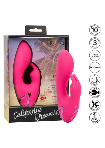 CalExotics So. Cal Sunshine combina 10 vibrazioni, 3 velocità e motori duali in silicone premium per un’esperienza di piacere intensa e personalizzata.