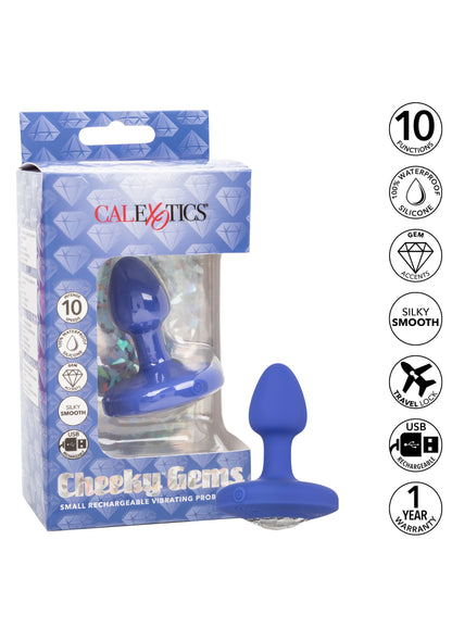 Scopri il piacere con la Cheeky Gems Small Probe di CalExotics. Silicone morbido, 10 modalità di vibrazione e un design ergonomico per un'esperienza anale intensa e stimolante.