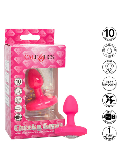 Scopri il piacere con la Cheeky Gems Small Probe di CalExotics. Silicone morbido, 10 modalità di vibrazione e un design ergonomico per un'esperienza anale intensa e stimolante.