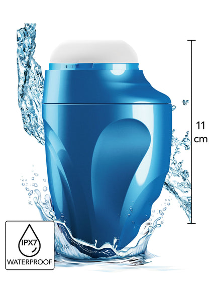 Masturbatore Hidden Desire Fusion X Aqua Bubble - Design innovativo in blu trasparente con vibrazione e pressione d'aria per un'esperienza visiva e tattile unica