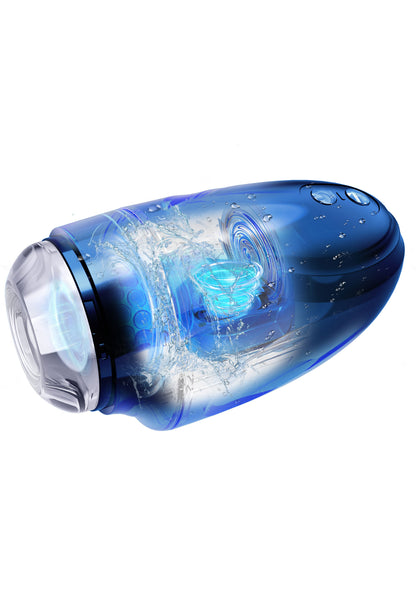 Masturbatore Hidden Desire Fusion X Aqua Bubble - Design innovativo in blu trasparente con vibrazione e pressione d'aria per un'esperienza visiva e tattile unica