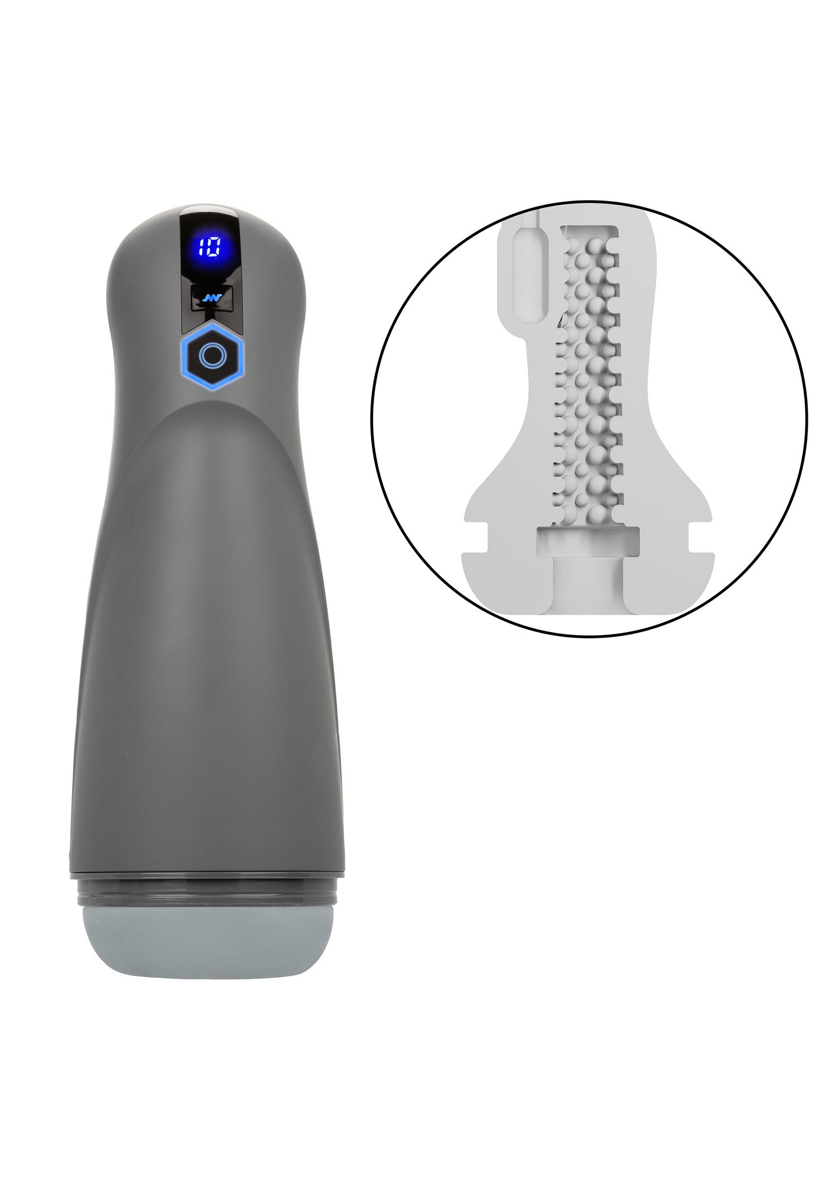 Masturbatore automatico CalExotics Milk Master con vibrazione e suzione, manica testurizzata, ricaricabile via USB, 10 funzioni indipendenti.