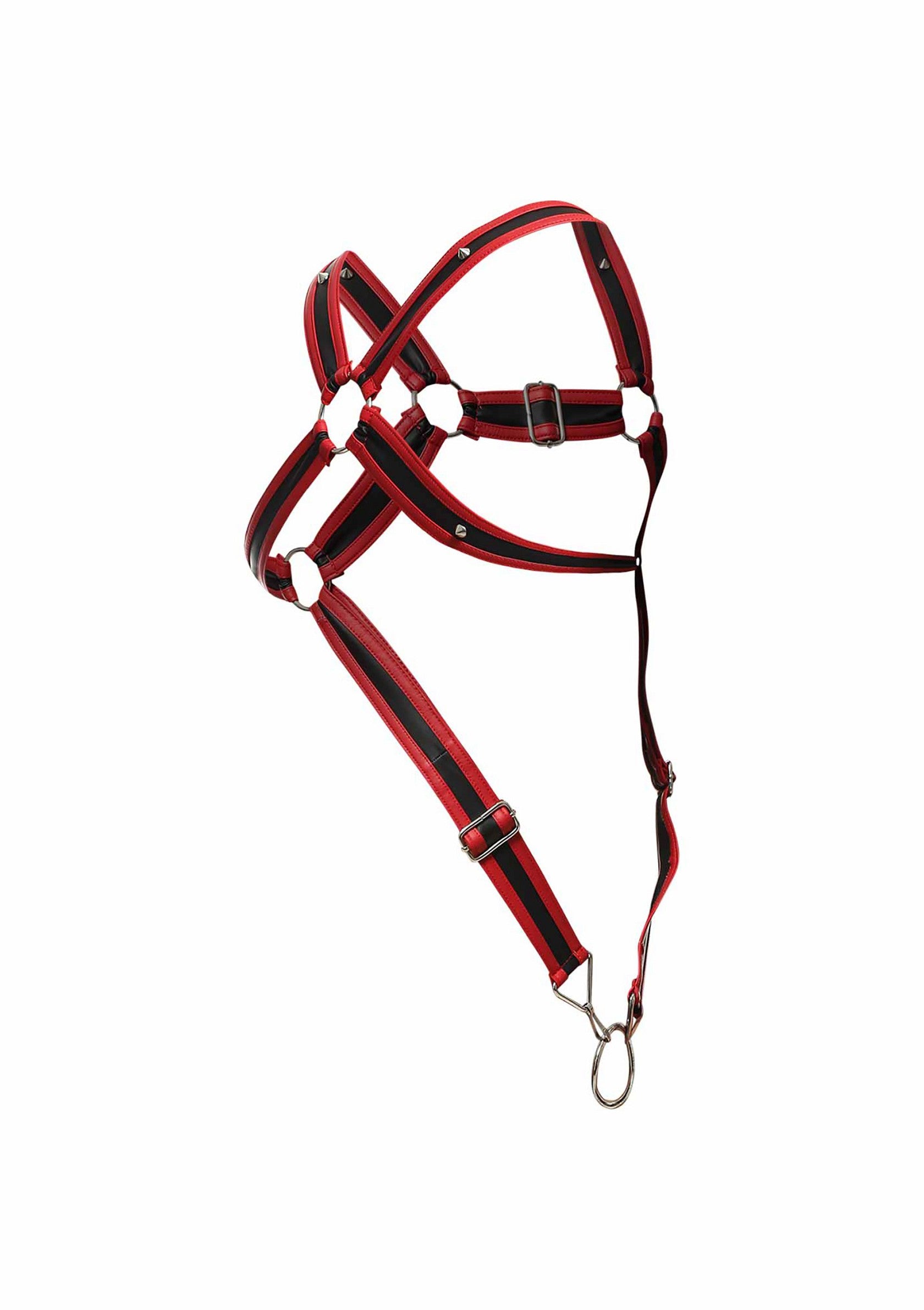 Intimo MOB Eroticwear Dngeon Cross Cockring Harness Rosso/Giallo