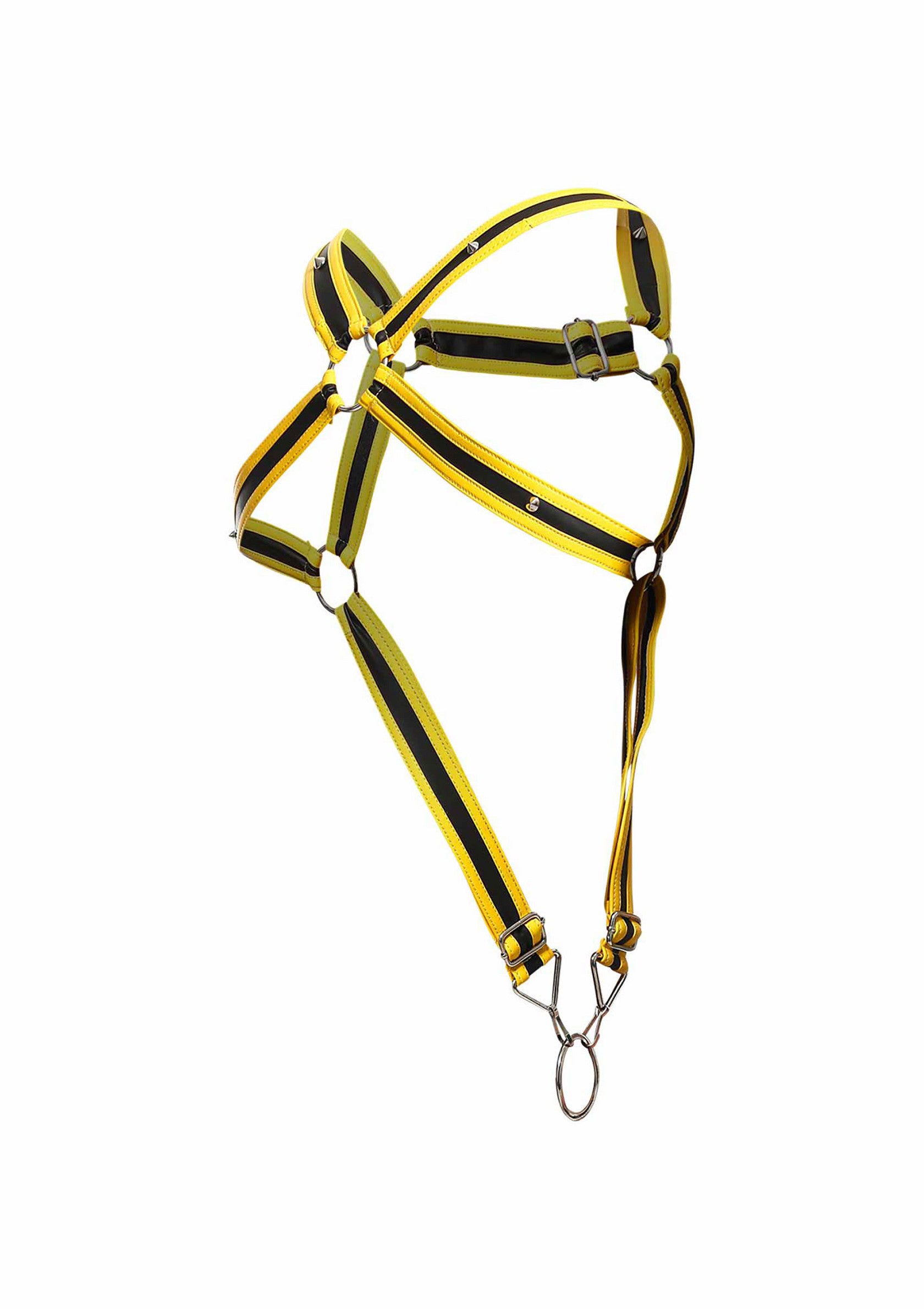 Intimo MOB Eroticwear Dngeon Cross Cockring Harness Rosso/Giallo