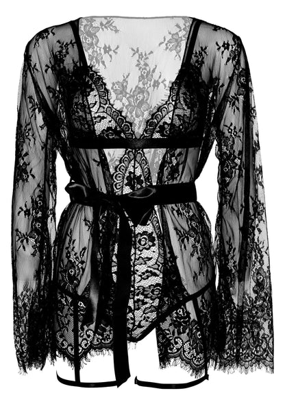 Intimo Leg Avenue Teddy, lace robe & ribbon tie